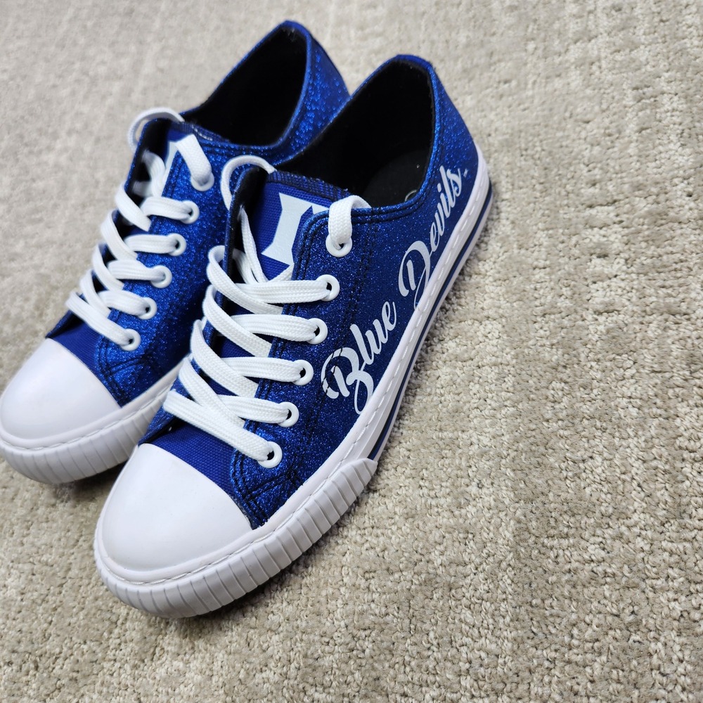 FOCO Duke Blue Devils Women 7 Royal Blue Glitter Low Top Sneakers NCAA Fan Gear
